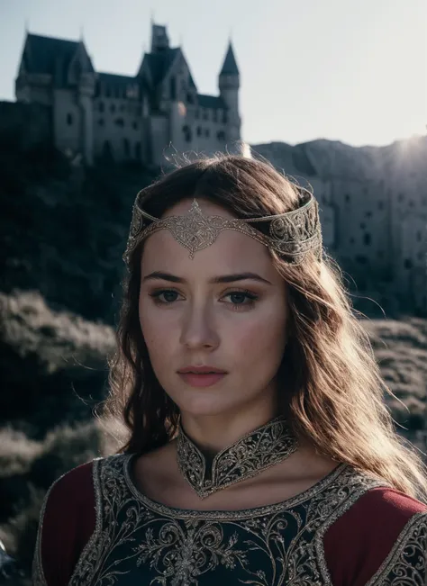 from lord of the rings <lora:lord_of_the_rings_offset:1>, (masterpiece), (extremely intricate:1.3), (realistic), portrait of a girl, the most beautiful in the world, (medieval armor), metal reflections, upper body, outdoors, intense sunlight, far away castle, professional photograph of a stunning woman detailed, sharp focus, dramatic, award winning, cinematic lighting, octane render, unreal engine, volumetrics dtx