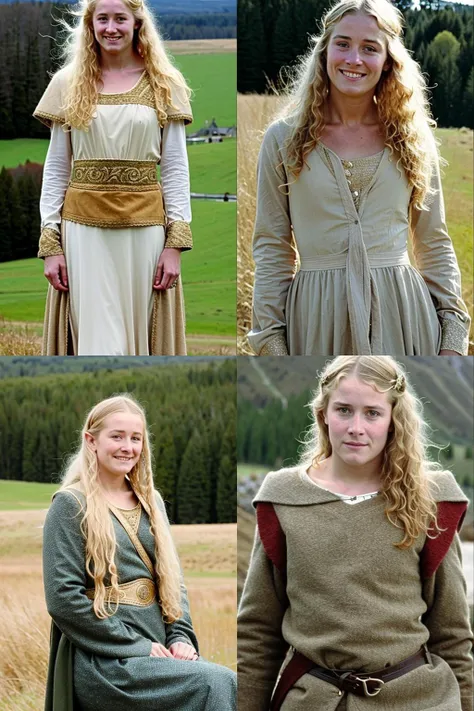 A (beautiful:1.7) blonde noble girl about , finely dressed, in lord of the rings, <lora:lord_of_the_rings_offset:1>