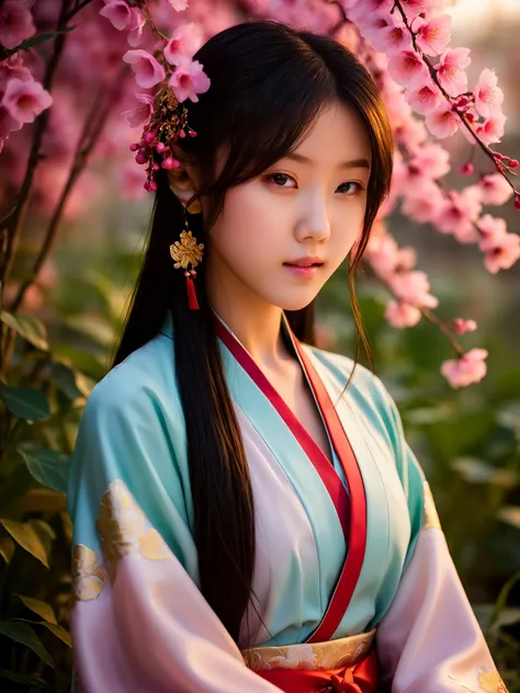 film photos of underage girls,proud and sexy,colorful,fantasy,sitting in the midst of huge flowers,close up,bokeh,japanese girl,<lora:XZX-SDXL:0.79>,real skin pores are clearly visible,gorgeous chinese hanfu,extreme cutie,very beautiful,(kneeling:1.2),thin,slender_waist,cute hair clip,real human with perfect anatomy,(Volumetric Lighting),golden hour,huge filesize,reality,realistic,(breast augmentation:0.6),