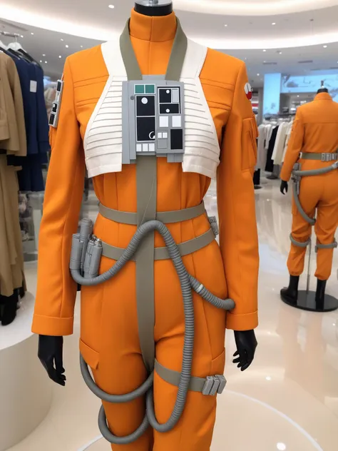 rebel pilot suit on a maneqin in a fashion store,masterpiece,intricate details<lora:RebelpilotXL:0.8>