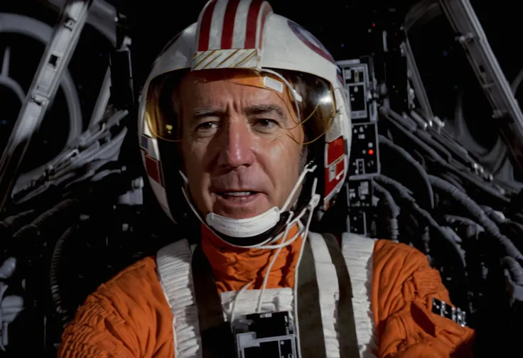 cockpit view,joe biden in rebel pilot suit, ,solo,intricate details,detailed face,space
BREAK
masterpiece, best quality, absurdres, highres, high detailed
<lora:RebelpilotXLCopax:0.8>