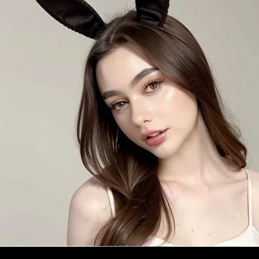 <lora:Dasha:1> 1girl, with bunny ears, long_hair, solo, breasts, looking_at_viewer, lips, realistic, upper_body, brown_eyes