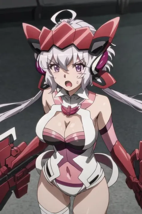 best quality, masterpiece, highres, solo, {yukine_chris_senkizesshousymphogear:1.15}, purple_eyes, long_hair, twintails, headgear, ahoge, , 1girl, anime_coloring, bare_shoulders, hair_between_eyes, parody, sweatdrop, open_mouth