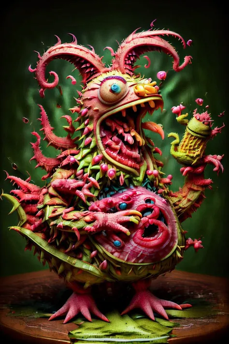 <lora:fruitynightmare_model:0.8> fruitynightmare, dragon fruit, <lora:Muppets:1.0> MuppetManiaAI,