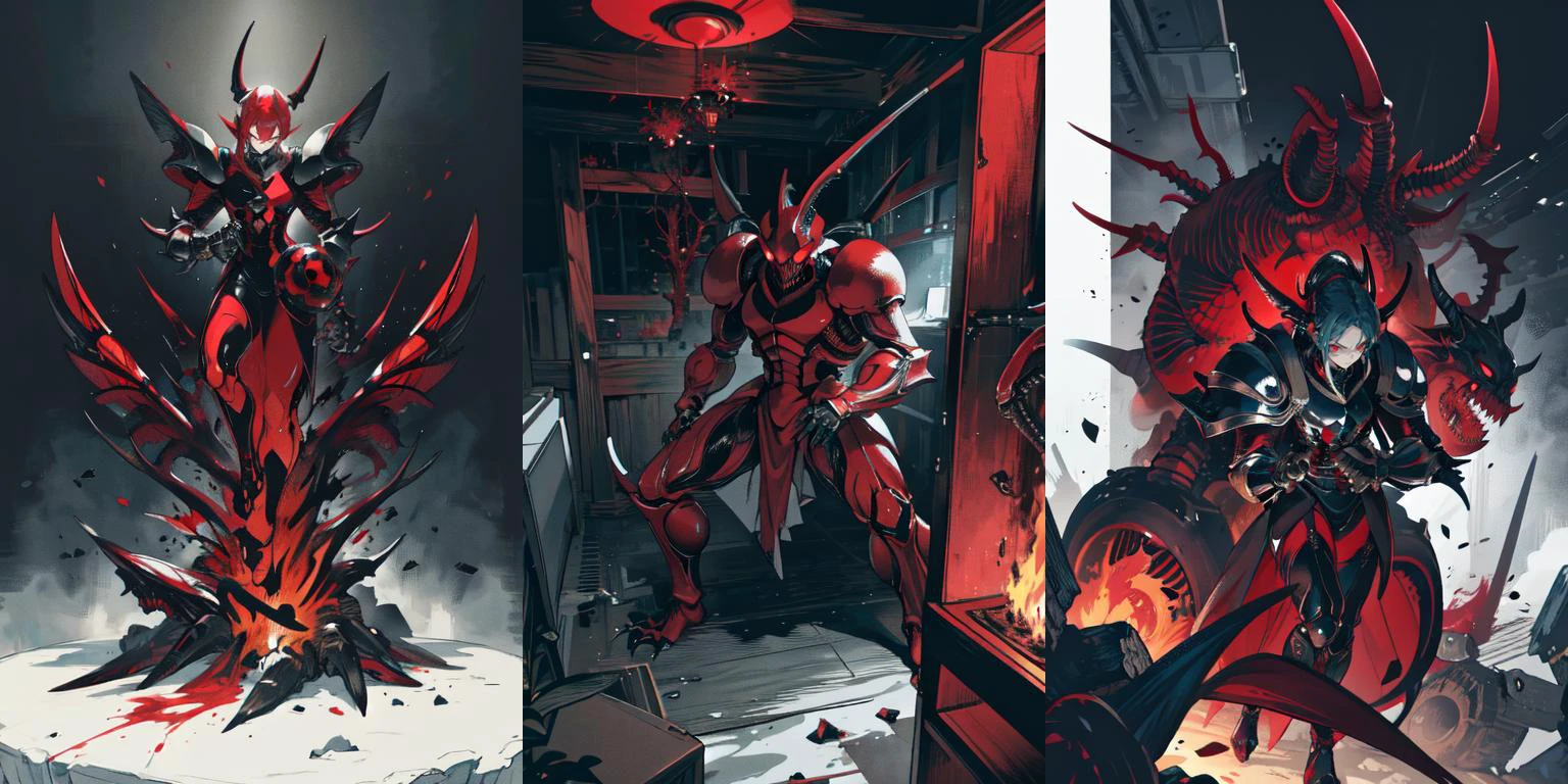 highly insanely detailed, masterpiece, top quality, best quality, highres, 4k, 8k, RAW photo, Androgynous,
xenomorph hive,
monster knight,
metal gloves,
gauntlets,
black and red knight's armor,
long claws with blade,
horror,
<lora:Guyver_v15:0.7>