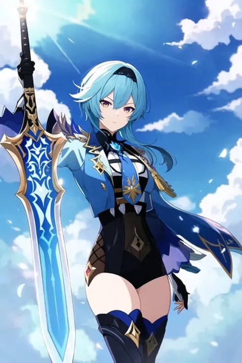 anime drawing of EulaLawrenceGI with blue_hair and yellow_eyes and purple_eyes,
high contrast, high saturation, <lora:epiNoiseoffset_v2:0.6>,
holding a sword,
disdain,
<lora:EulaLawrenceGI:1.0>