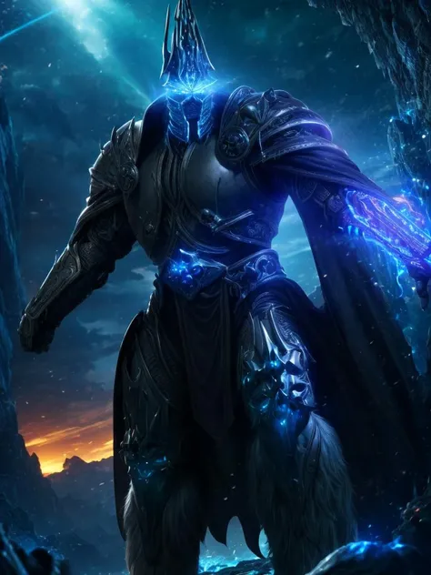8k UHD, Photo by Nikon camera, masterpiece, (<lora:lich_king:1> Lich King), man, male, watching viewer, 8k unreal engine render, glow, action shot, detailed eyes, very vivid lighting, detailed, (vibrant, photo realistic, realistic, dramatic, dark, sharp focus), <lora:add_detail:0.8>, <lora:hotarublurbk_v100:-1>