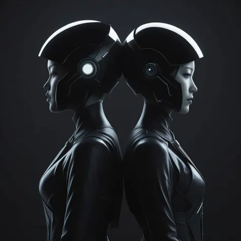 Futuristic Minimalist duality, dark simple background, yosakoi