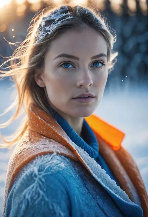 Beautiful woman between Frost art orange and blue colors
intense, photorealistic lighting and cinematic lighting quality, (sharp focus), backlighting, photo realistic, highly detailed,
a colorized photo, RAW format, 8K photorealistic image, superflat, 4k, ultra hd, high resolution , UHD, shot with a professional DSLR camera like Fujifilm XT3, Sony A7IV, Nikon D850, Sony A9 II, Canon EOS R5,
The final image should be a professional, award-winning masterpiece with (sharp focus:1.2),, (intricately detailed, hyperdetailed), HDR, (extremely detailed 8k wallpaper), high quality, intense, intricate, highly detailed, octane render, fine detail, ultra realistic, crisp, super sharp, studio quality, masterpiece, best quality, UHD, Film grain, photorealistic, trending on cg society