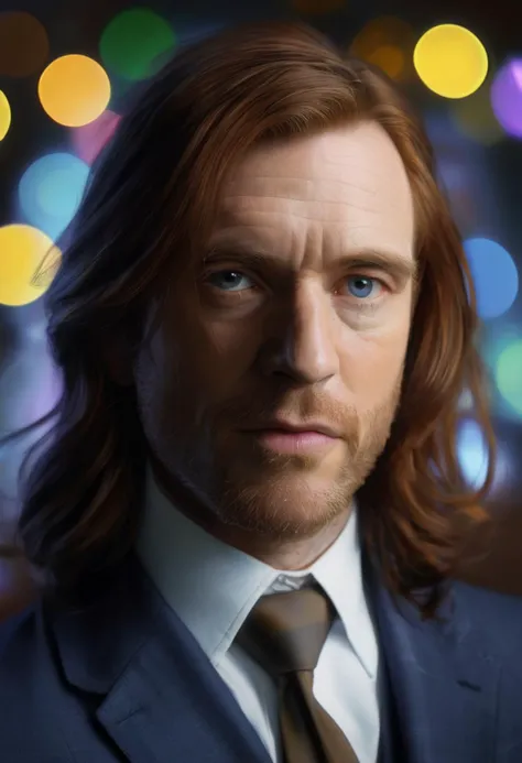 Painting, Soothing Level hourglass figure Panamanian Man of [Performance|Good], Psychologist, Chestnut hair, Fashionable Long hairstyle, Bokeh, Excessivism, short lighting, 800mm lens, 4K, highly detailed