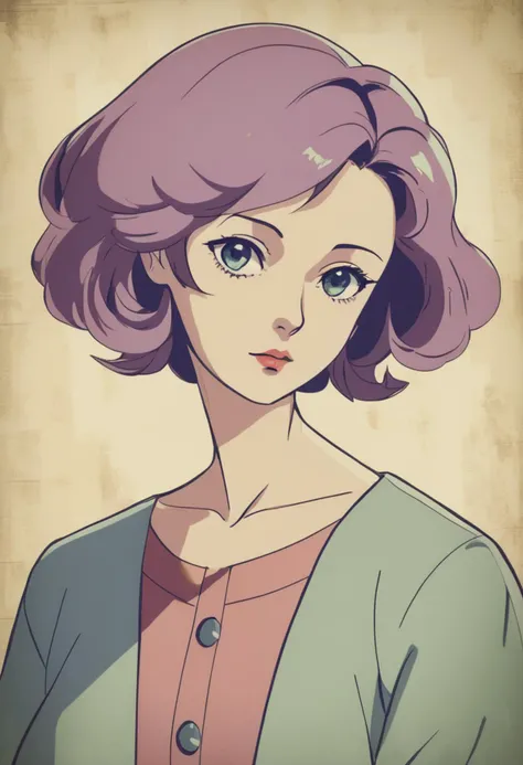 beautiful girl,anime,retro,muted color,portrait