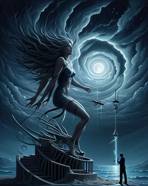 a stairway to heaven, storm, night, surrealism, bioluminescent, glowing, highly detailed <lora:Bio-LuminescenceXL_[bioluminescent_glowing]:0.7> <lora:TestPSD surrealism:1>