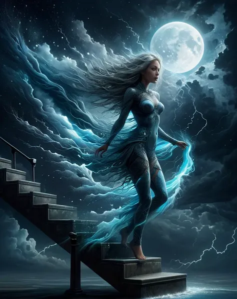 a stairway to heaven, storm, night, surrealism, bioluminescent, glowing, ral-dissolve, highly detailed <lora:Bio-LuminescenceXL_[bioluminescent_glowing]:0.7> <lora:TestPSD surrealism:0.6> <lora:dissolve_style [ral-dissolve]-sdxl:0.95>