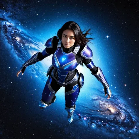 concept art photo of m4d1s0n a woman,from above view, wearing a galaxy armor outfit, at a galaxy,  <lora:Madison_Beer_SDXL_2018-2020:.9> . digital artwork, illustrative, painterly, matte painting, highly detailed