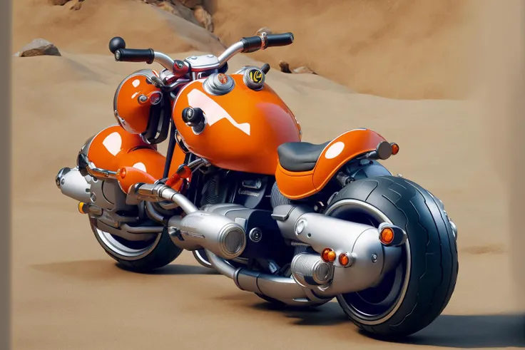 A lovely motorbike on the road, <lora:cute car:1>