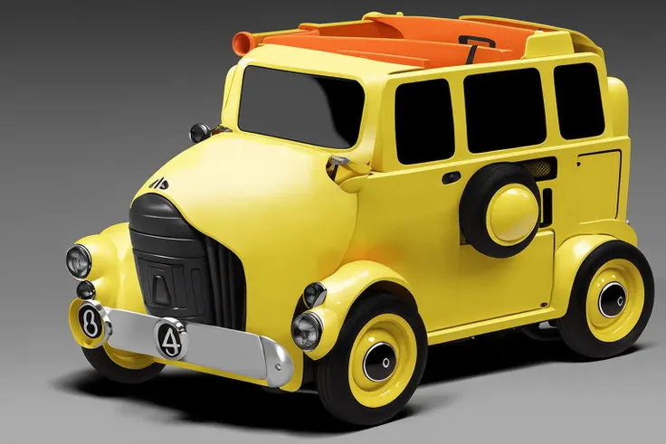 A lovely school car, on the road, <lora:cute car:1>