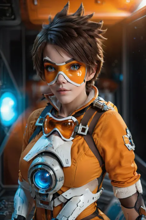 cinematic photo of <lora:Tracer1024:0.8>Tracer1024 with an orange glassmask posing on a space station, (8k uhd, masterpiece, best quality, high quality, absurdres, ultra-detailed), 1girl, ((detailed hands)), easynegative, FastNegativeV2, ca21mv6-235, realistic eyes, ObsidianGold, perfecteyes, beautiful eyes, full body view