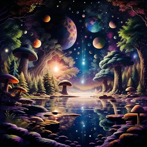 forest,scenery, universe,straylight, mushroom <lora:nighcore:0.8>