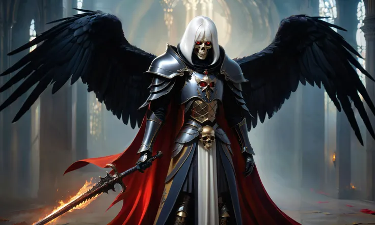 (full body:1.8),
an anime character with white hair and red eyes, crow skull knight helmet, grey robes, realistic - anime, boy, squaresoft, anime, anonymous, very long white cloak, cyborg nobleman, realistic manga, yeltsin, manga and anime 2010, ghoul, clear hd image, death knight, perfect high resolution, crow
((best quality)), ((masterpiece)), detailed soft oil painting, detailed background, dramatic cinematic lighting, soft edge lighting, professional, dramatic lighting, hard edge lighting,
ultra quality, 4k,(masteriece, best quality, 8k, ultra highres, highres:1.4), extremely detailed <lora:add-detail-xl:1.0>