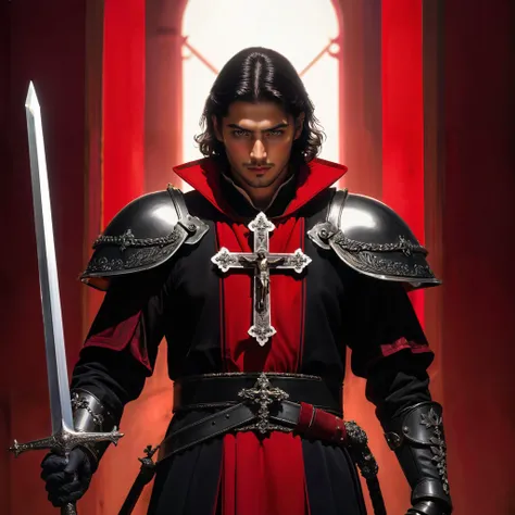 (full body:1.6)
a woman in a gray and black outfit holding a sword and a cross on his chest, with a violet background, Cedric Peyravernay, mars ravelo and greg rutkowski, a character portrait, antipodeans
((best quality)), ((masterpiece)), detailed soft oil painting, detailed background, dramatic cinematic lighting, soft edge lighting, professional, dramatic lighting, hard edge lighting,
ultra quality, 4k,(masterpiece, best quality, 8k, ultra highres, highres:1.4), extremely detailed <lora:add-detail-xl:1.0>