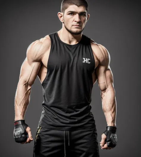 masterpiece, RAW, khabibnurmagomedov, ((black t-shirt)), black pants, beret, movie, the expendables, (((muscular))) (((veins))) Action movie star, SWAT team, realistic skin, detailed eyes, 8k UHD, incredible detail, best quality, high quality, movie quality, DSLR, Depth of Field <lora:ARWKhabibNurmagomedov:0.7>
