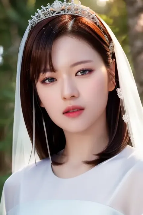 black hair, <lora:twiceJeongyeonV1:1>,Jeongyeon,(close-up photo:1.3),(pov:1.1),korean, woman, complex 3d render ultra detailed, portrait of beautiful woman,, moody portrait, striking features, beauty, intricate details, dramatic composition, tension, contrast, texture, realism, high-quality rendering, stunning art, high quality, film grain, Fujifilm XT3,swirly bokeh,(realistic, photo-realistic:1.4),RAW photo,physically-based rendering,(looking at viewer:1.4),(8k, best quality, masterpiece:1.2),(full body shot:1.1),octane render,extremely detailed CG, unity 8k wallpaper,(studio soft light, rim light,in forest,sunlight:1.2),standing,(a girl is wearing wedding dress:1.5),hyper realistic detail shiny skin,ultra detailed,(ultra realistic:1.5),(intricate:1.2),(photorealistic:1.4),1girl,(skinny:1.3),detailed background