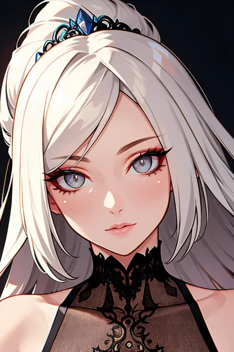 woman on the catwalk at a fashion show. detailed face, intricate eyes, intricate hair, skin pores