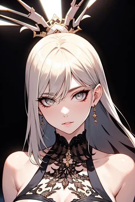 woman on the catwalk at a fashion show. detailed face, intricate eyes, intricate hair, skin pores