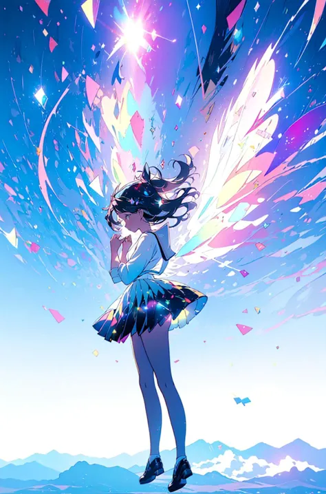 shine light,(1girl flying in the sky:1.5),wings,soho,(close-up:1.1),(serafuku:1),solarpunk,,masterpiece,officialart,best quality,unity 8k wallpaper,high quality texture,,ultra-detailed,finely detail,incredibly absurdres,beautiful and aesthetic