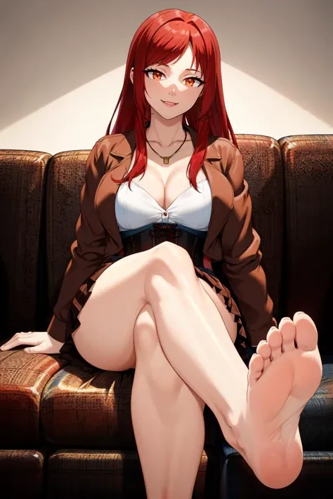 ((Masterpiece, best quality:1.4)), A girl sitting on a couch, <lora:ddfp_v3(v):0.6>, (((crossed legs))), Feet, sole