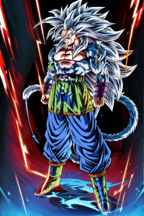 highres, high quality, Super_Saiyan_5_Goku, 1boy, male focus, (white fur:1), red eyes, tail, white hair, long hair, spiked hair, big hair, massive hair, very long hair, full body, highly detailed, random pose, aura,
<lora:Super_Saiyan_5_Goku_v3:1>
<lora:DragonballMerge:0.25>
<lora:more_details:0.5>
<lora:tangbohu-detailer_1.0:0.5>