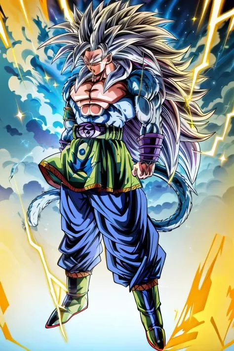 highres, high quality, Super_Saiyan_5_Goku, 1boy, male focus, (white fur:1), red eyes, tail, white hair, long hair, spiked hair, big hair, massive hair, very long hair, full body, highly detailed, random pose, aura, lightning, electricity, sparkle, 
<lora:Super_Saiyan_5_Goku_v3:1>
<lora:DragonballMerge:0.25> 
<lora:more_details:0.5>
<lora:tangbohu-detailer_1.0:0.5>