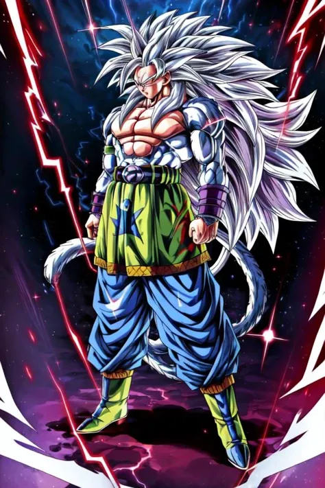 highres, high quality, Super_Saiyan_5_Goku, 1boy, male focus, (white fur:1), red eyes, tail, white hair, long hair, spiked hair, big hair, massive hair, very long hair, full body, highly detailed, aura, lightning, electricity, sparkle, divine, majestic,
<lora:Super_Saiyan_5_Goku_v3:0.8>
<lora:DragonballMerge:0.2>
<lora:more_details:0.5>
<lora:tangbohu-detailer_1.0:0.5>