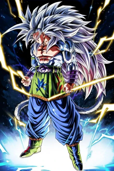 highres, high quality, Super_Saiyan_5_Goku, 1boy, male focus, (white fur:1), red eyes, tail, white hair, long hair, spiked hair, big hair, massive hair, very long hair, full body, highly detailed, aura, lightning, electricity, sparkle, divine, majestic,
<lora:Super_Saiyan_5_Goku_v3:0.8>
<lora:DragonballMerge:0.2>
<lora:more_details:0.5>
<lora:tangbohu-detailer_1.0:0.5>