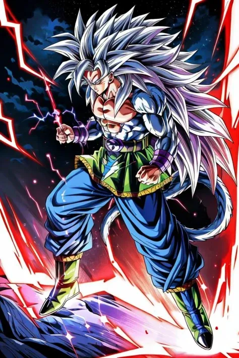 highres, high quality, Super_Saiyan_5_Goku, 1boy, male focus, (white fur:1), red eyes, tail, white hair, long hair, spiked hair, big hair, massive hair, very long hair, full body, highly detailed, aura, lightning, electricity, sparkle, divine, majestic,
<lora:Super_Saiyan_5_Goku_v3:0.8>
<lora:DragonballMerge:0.2>
<lora:more_details:0.5>
<lora:tangbohu-detailer_1.0:0.5>