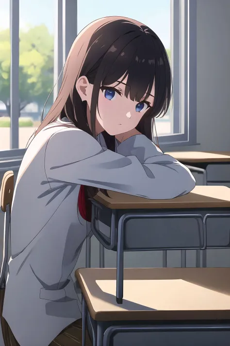 1 person long hair、Girl naked and masturbating、miniskirts、Look away、I'm sitting and spreading my crotch、m embarrassed、blushing、Crying、Keep your mouth shut、Classrooms(A girl is peeing)