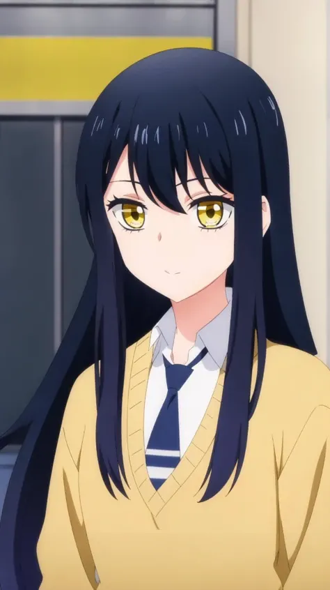 (masterpiece),
<lora:MikoV1.4-000010:0.75> MIKO, YELLOW EYES, LONG HAIR, BLACK HAIR, BLUE HAIR, MULTICOLORED HAIR, SIDELOCKS, BANGS,
<lora:add_detail:0.1>
school uniform, yellow sweater, necktie,