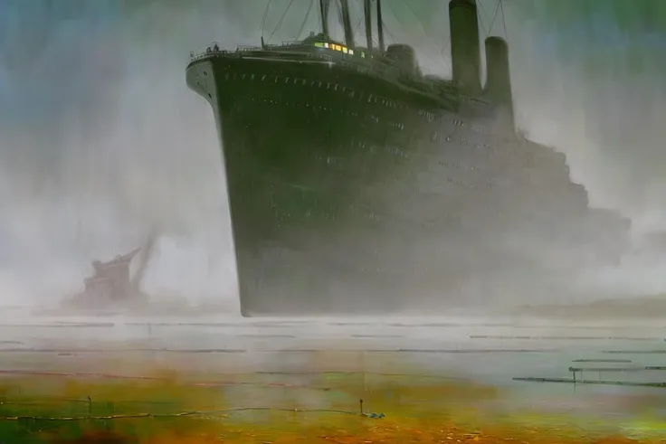 impressionist oil painting sci-fi brutalist Titanic, sad, mist<lora:ral-sprnva-sdxl:1><lora:ral-sprnva-sdxl:1><lora:ral-sprnva-sdxl:1><lora:ral-sprnva-sdxl:1>