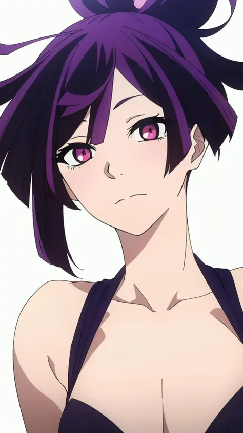 (white background:1.5)
BREAK
(cowboy shot portrait :1.5)(Look at the viewer:1.3)
BREAK
masterpiece, best quality, high resolution, highly detailed, HDR, intricate detail, ultra detailed,
BREAK
<lora:Yuzuriha_moewaifu974:0.75>_medium breasts_absolute cleavage_ Purple eyes, black Purple hair, single hairbun
BREAK