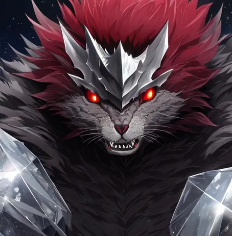 {{{{{m{{{{{masterpiece}}}}}} {{{{{high indicrated details}}}}}
dark forrest monster, close up, sharp teeth, sharp claws, fluffy skin ,dark red eyes, glooming, at night, armored dark,crystal,smaragd knight