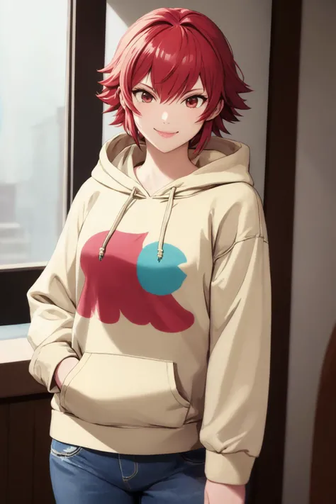 masterpiece, best quality, hinoka, edgfd, hoodie, cowboy shot, looking at viewer, smile <lora:hinoka-nvwls-v1-final:0.9> <lora:edgFantasyHoodies:0.9>