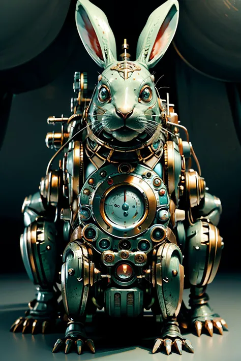 ((masterpiece)), ((best quality)), 8k, high detailed, ultra-detailed, A mechanical rabbit, brass gear mechanisms,<lora:Mechanicalrabbit:0.7> <lora:ManyGaugesAI:1>ManyGaugesAI