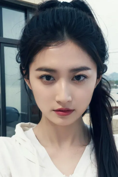 (upper body close-up photo:1.1),<lora:cyqV2:0.3>,(Just one person),(One person),(ultra wide angle shooting),best quality,(realistic photograph),mysterious,looking at viewer,Highest pixel,highest quality,large aperture,<lora:Flashlight éªåç¯è¶çé£_v1.0:0.3>,<lora:è¶çæå¾®ç³é£æ ¼_v1.0:0.7>,cinematic_angle,<lora:é²é¢å¤´é«é©¬å°¾:0.5>,forehead,pony tail,medium_shot,