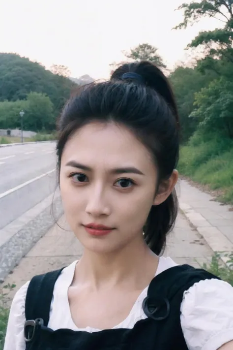cyq,<lora:sssss-000020:0.8>,(upper_body:1.1),(Just one person),(One person),(ultra wide angle shooting),best quality,(realistic photograph),mysterious,looking at viewer,Highest pixel,highest quality,large aperture,<lora:Flashlight éªå
ç¯è¶çé£_v1.0:0.3>,<lora:è¶çæå¾®ç³é£æ ¼_v1.0:0.7>,cinematic_angle,<lora:é²é¢å¤´é«é©¬å°¾:0.5>,forehead,pony tail,medium_shot,