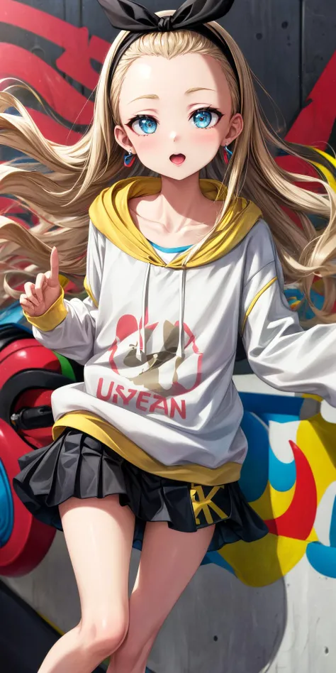 (masterpiece), best quality, (((ultra detailed, 8k quality))), expressive eyes, perfect face, perfect anatomy, perfect body, scene, <lora:scene_:0.7>, <lora:more_details:0.7>, <lora:beautiful_detailed_eyes:0.5>, <lora:give_it_a_name:0.7>,
kurumi \(lycoris recoil\),long hair,black hairband,hair ribbon,forehead,collarbone,hoodie,white hoodie,drawstring,long sleeves,sleeves past fingers,barefoot,<lora:kurumi_(lycoris_recoil):0.8>
urban and street style, graffiti-inspired colors, cool and edgy attire, skirt, oversized hoodie, stylish sneakers, fashionable accessories, hip hop jewelry, confident expression, graffiti walls, energetic and vibrant atmosphere