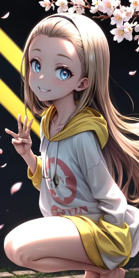 (masterpiece), best quality, (((ultra detailed, 8k quality))), expressive eyes, perfect face, perfect anatomy, perfect body, scene, <lora:scene_:0.7>, <lora:more_details:0.7>, <lora:beautiful_detailed_eyes:0.5>, <lora:give_it_a_name:0.7>,
kurumi \(lycoris recoil\),long hair,black hairband,hair ribbon,forehead,collarbone,hoodie,white hoodie,drawstring,long sleeves,sleeves past fingers,barefoot,<lora:kurumi_(lycoris_recoil):0.8>,
outdoors,cherry blossoms,cowboy shot,smile,waving, squat, from side,