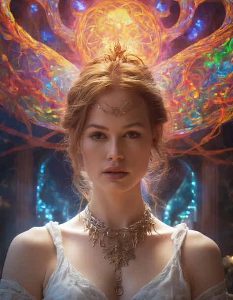 breathtaking The psychedelic portrait render of ((ohwx woman)) <lora:petsch_lora_sdxl_v1-000010:1> in the astral projection surrounded by psychedelic lights, closed eyes, satisfaction face, demon ghost hallucination, self projection, , bedroom, 8k hd, dream, Trippy, trending on cgsociety, trending on artstation, ultra wide angle, animation style, hyperrealism, 3 d render, hyper detailed, Gabriel Björk Stiernström, demon's souls, elden ring . award-winning, professional, highly detailed