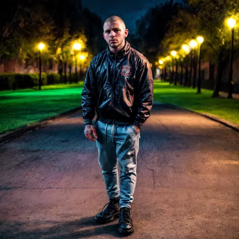Watercolor painting, (vibrant watercolor with detail inked lines), 1boy, 30 year old, chav, (full body), rough, dirty, Mancunian, mean, bully, druggie, skinhead, (park background), dramatic lighting, atmospheric, bokeh, depth of field,
BREAK
(Vibrant, vivid colours, textural, artistic), beautiful, painterly, detailed,