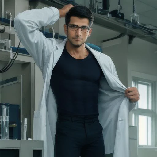 professor turo undressing in his lab,