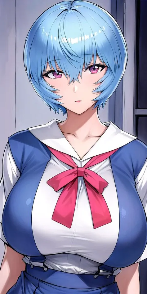 <lora:Ayanami_Rei_MogudanV3:0.7> ayanami_rei_mogudan, huge breasts, standing, solo, mogudan_microskirt_suspender_skirt_school_uniform, masterpiece, best quality, detailed face, detailed eyes, highres,